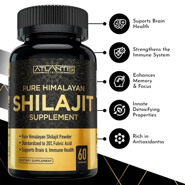 Atlantis Nutrition Pure Himalayan Shilajit Supplement (60 Capsules)